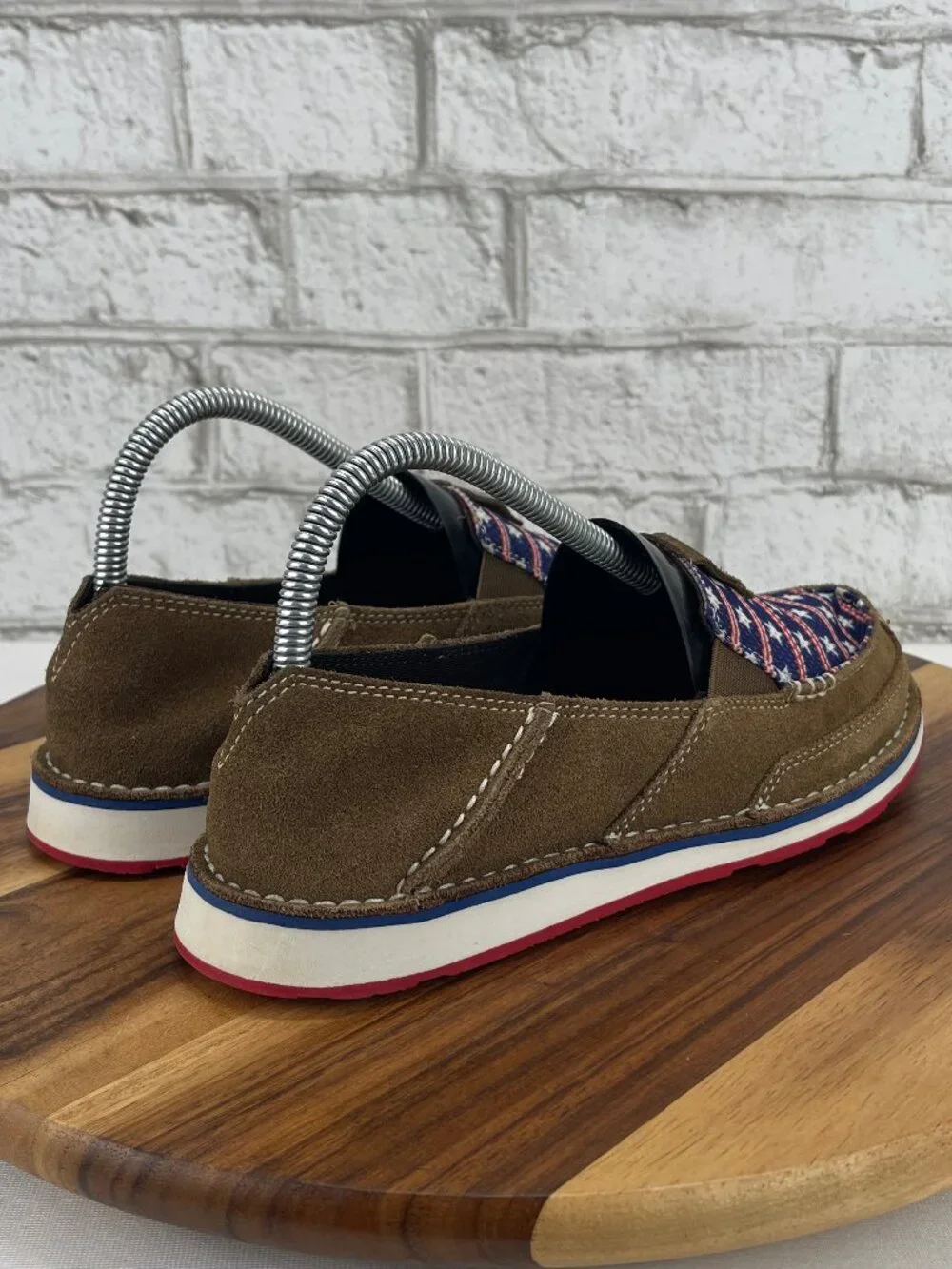 Ariat Patriotic Cruiser Womens 7.5 B Brown Suede Slip On Loafers 10021624